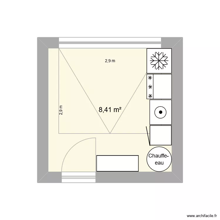 garage. Plan de 1 Pièce et 8 m²