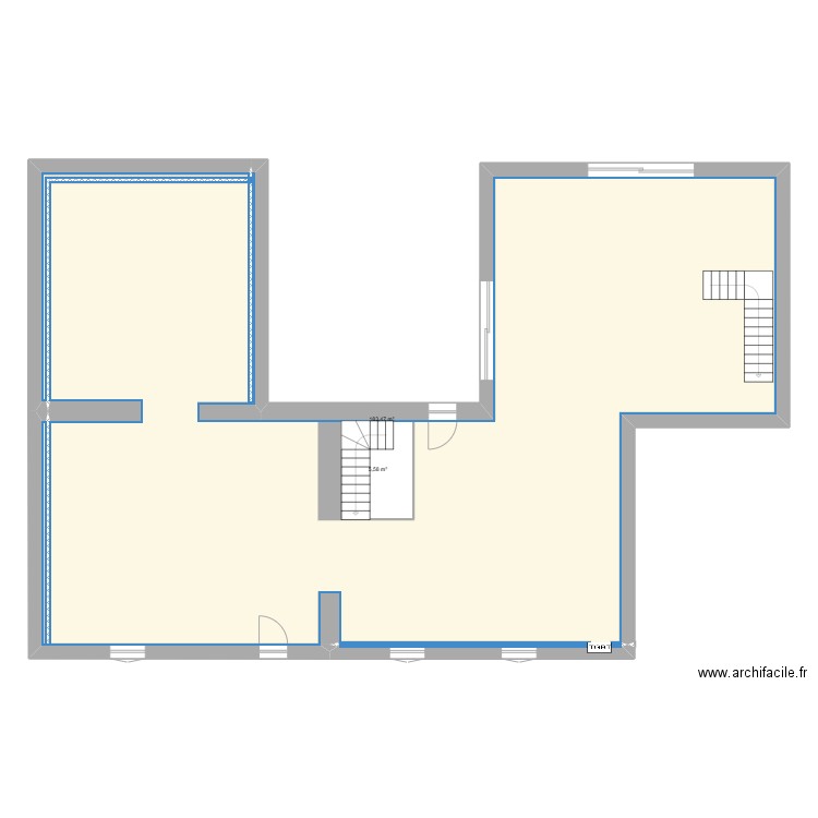 turbilly RDC. Plan de 2 pièces et 195 m2
