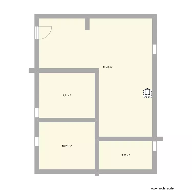 Maison. Plan de 4 Pièces et 62 m²