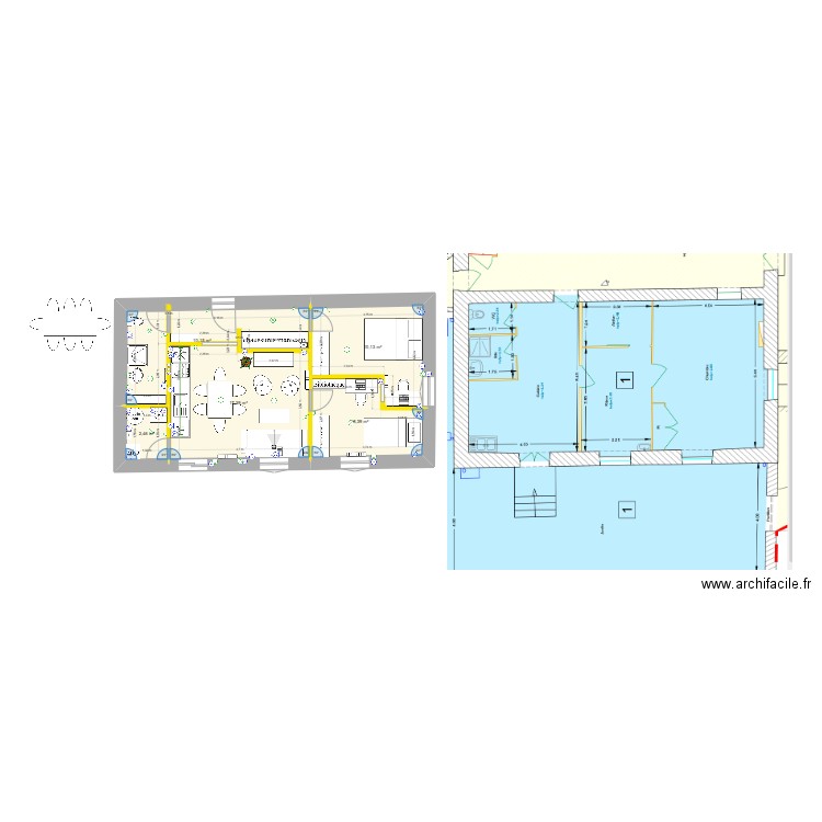 Chessy Elec. Plan de 5 pièces et 49 m2