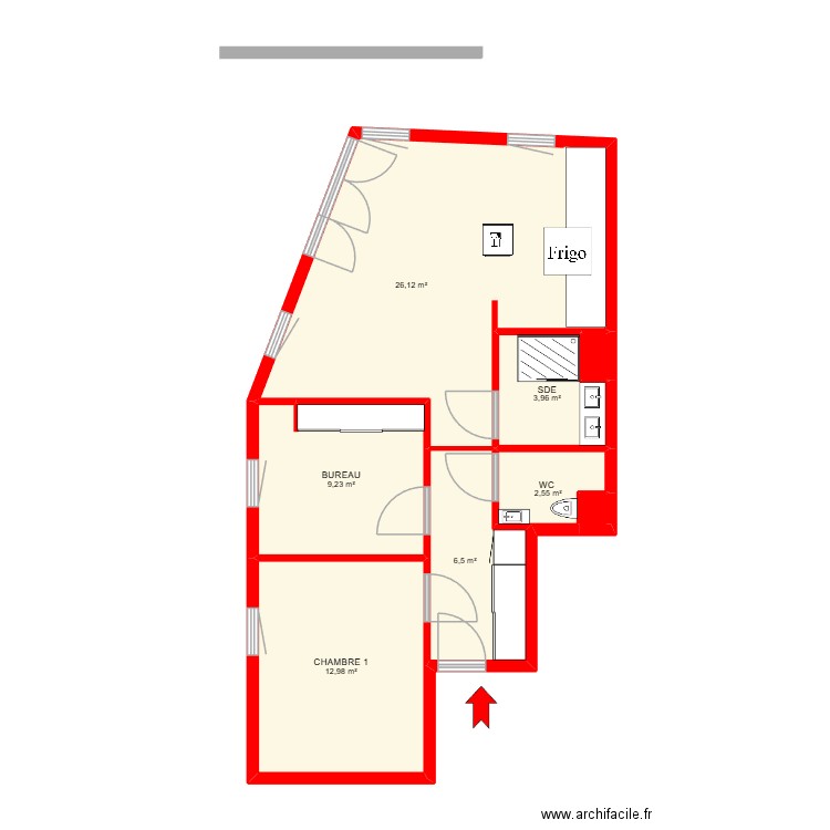 BI 30872. Plan de 8 pièces et 62 m2
