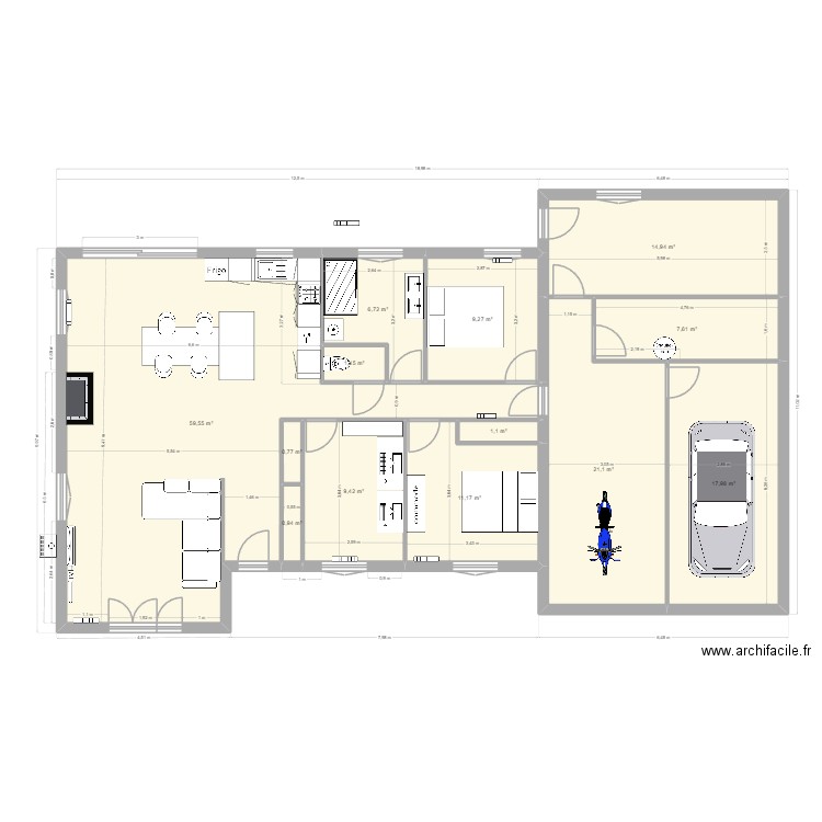 Senouillac v5 - Chambre et SDB inversés. Plan de 13 pièces et 162 m2