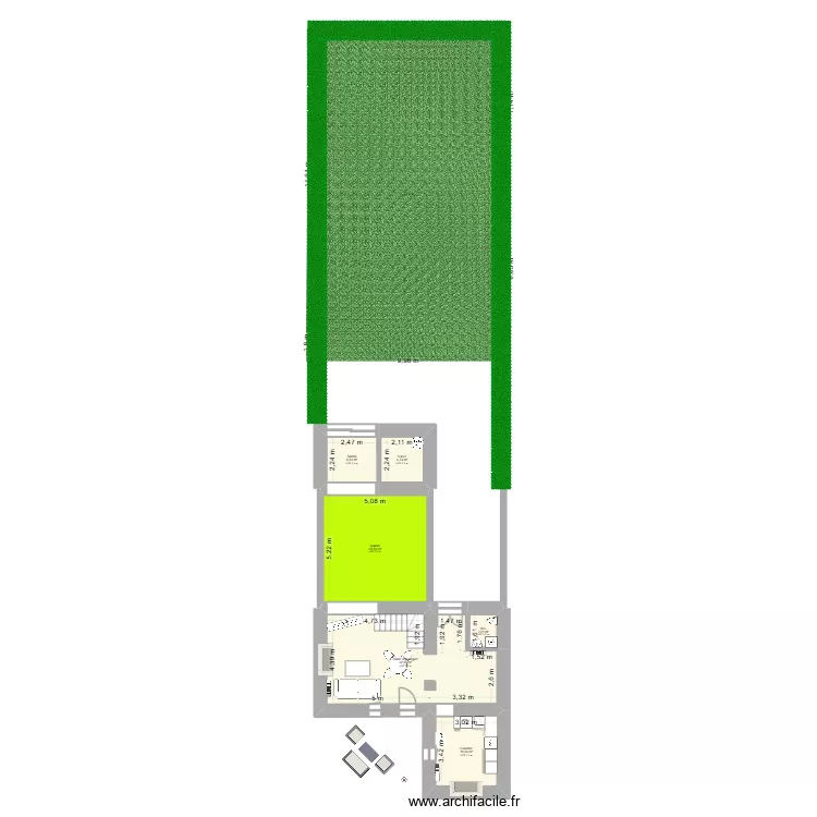 maison extension. Plan de 6  et 82 m²