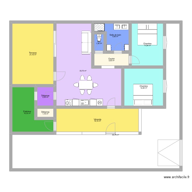 Plan maison Sete v2. Plan de 13 pièces et 184 m2