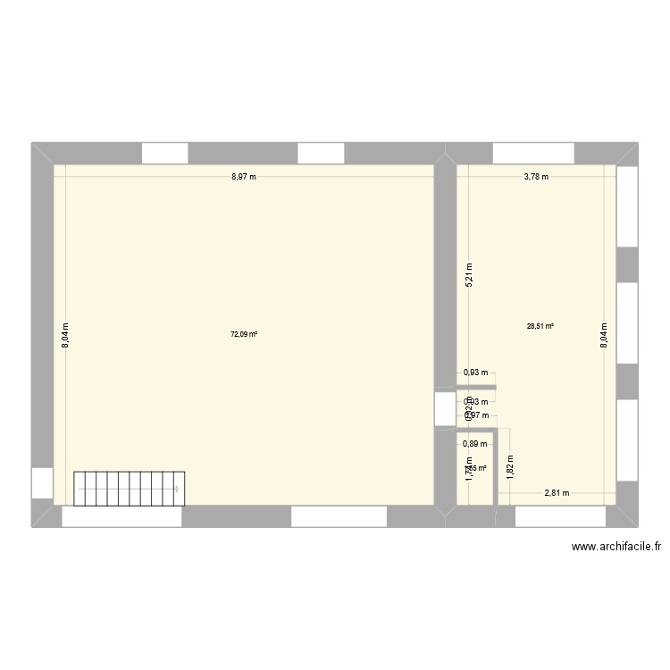PLANS RDC avec mesures. Plan de 3 pièces et 102 m2