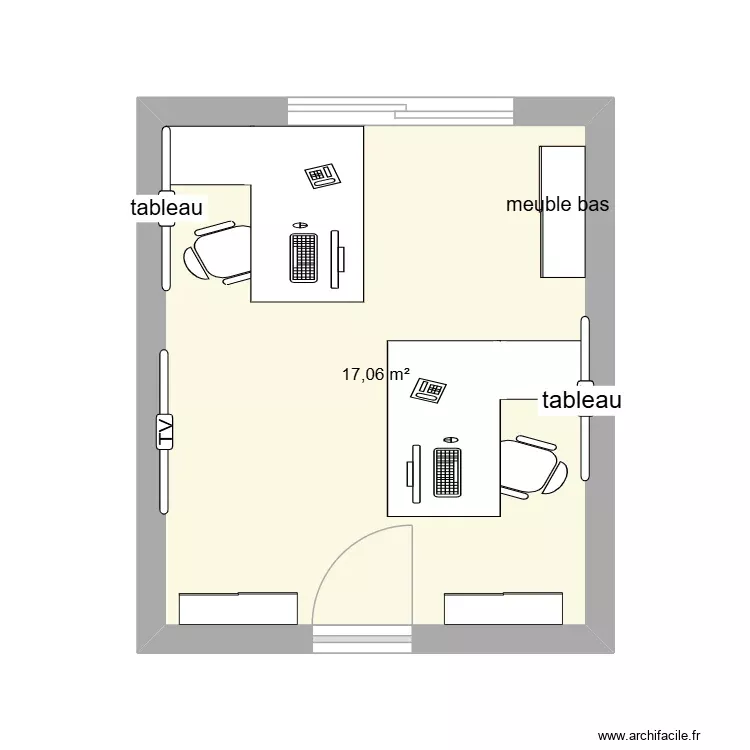 Bureau Aurélie et Marine. Plan de 1 Pièce et 17 m² Bureau Aurélie et Marine. Plan de 1 Pièce et 17 m²