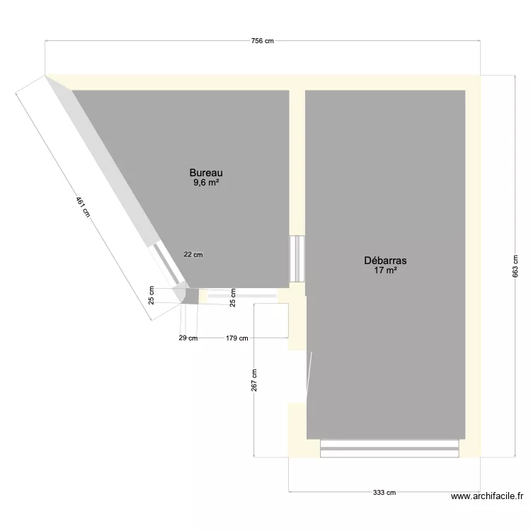 Plan Thery pi&egrave;ces sous toiture. Plan de 