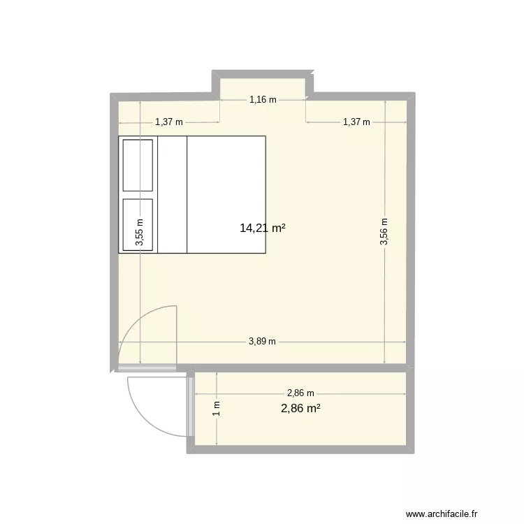 jc initial. Plan de 2  et 17 m²