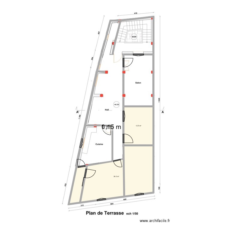 mision  1. Plan de 2 pièces et 53 m2