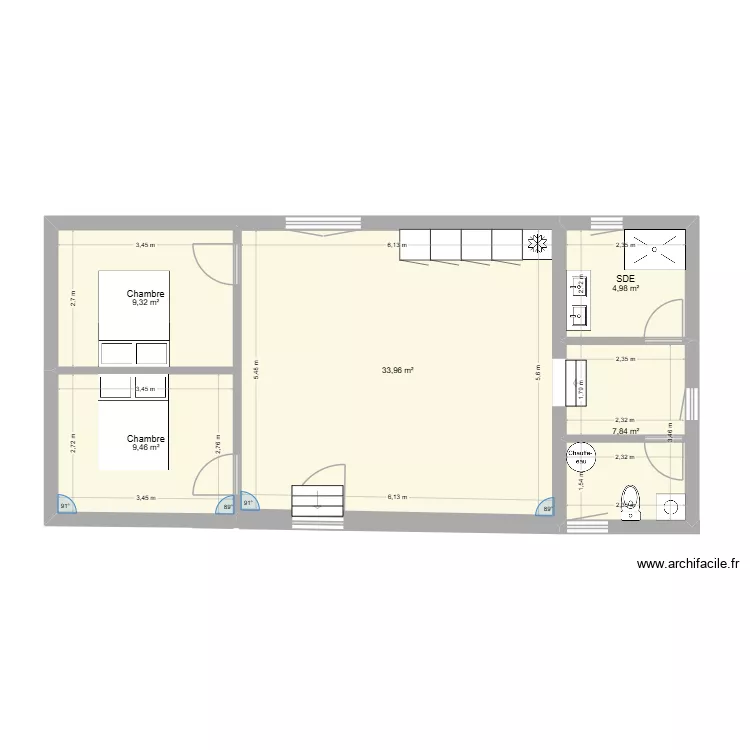 Carsac T3 jardin. Plan de 5  et 66 m²