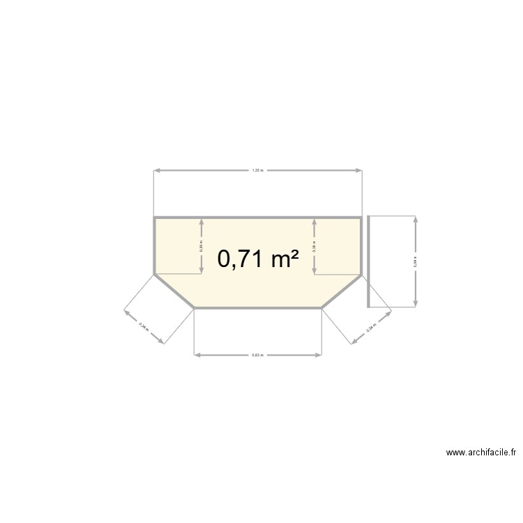Plan hz. Plan de 1 pièce et 1 m2
