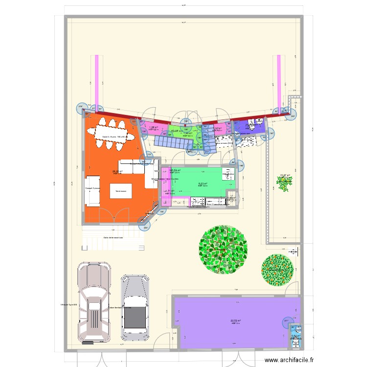 PLAN PERSO salon et cuisine. Plan de 13 pièces et 276 m2