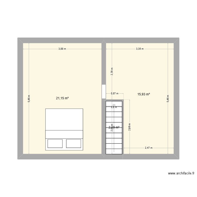1er maison. Plan de 3 pièces et 39 m2