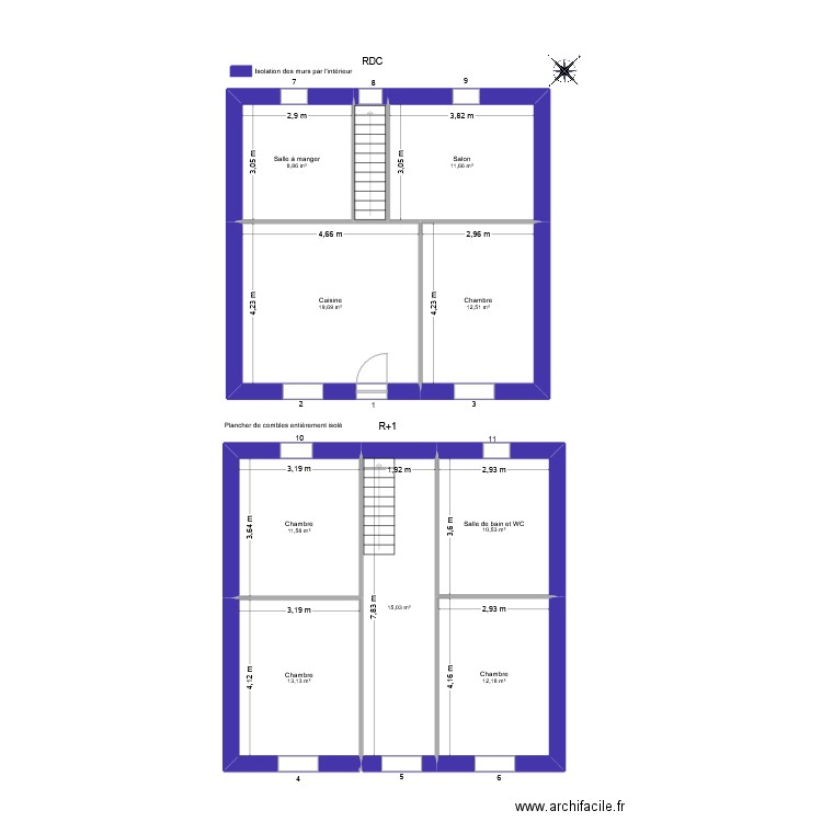 CARLET Daniel. Plan de 10 pièces et 118 m2