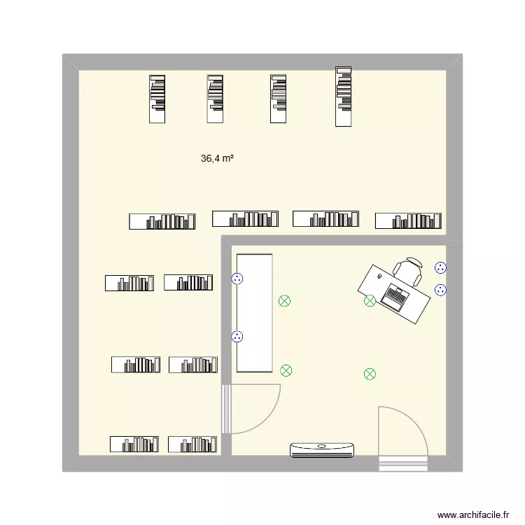 Am&eacute;nagement Prio CDI. Plan de 1  et 36 m²