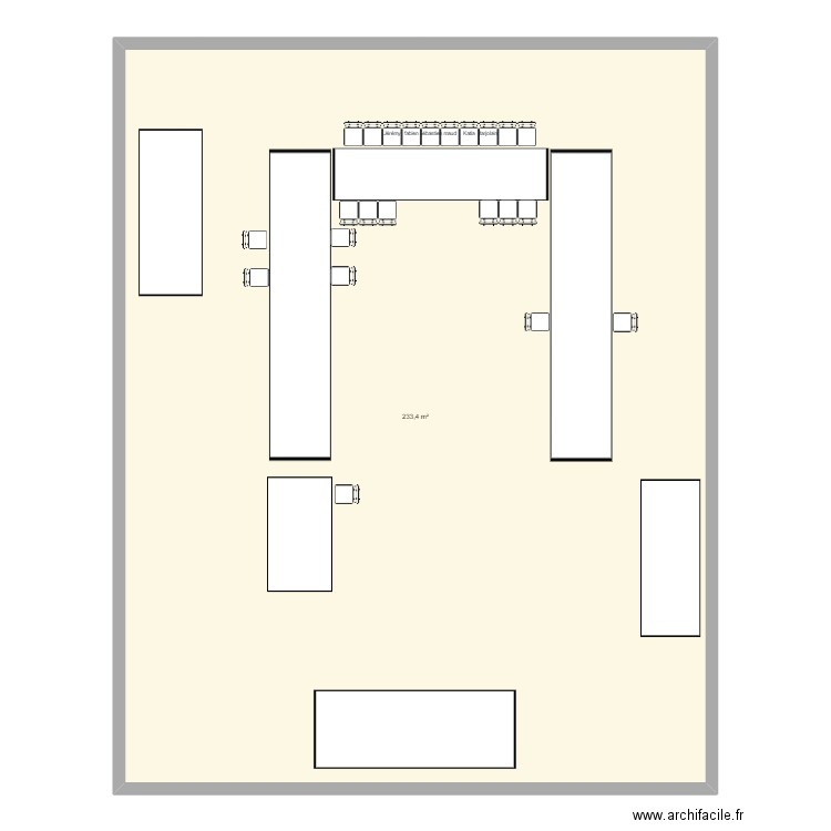 salle. Plan de 1 pièce et 233 m2