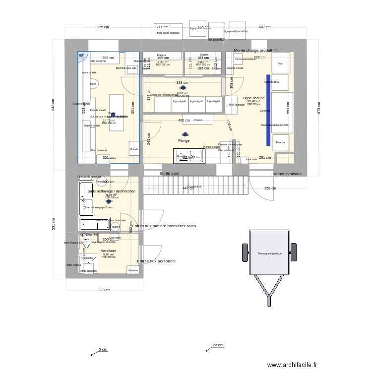 Labo traiteur. Plan de 0 pièce et 0 m2
