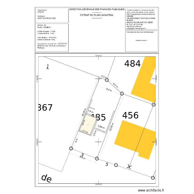 Plan cadastre - 3 impasse de l'Hérault. Plan de 1 pièce et 21 m2