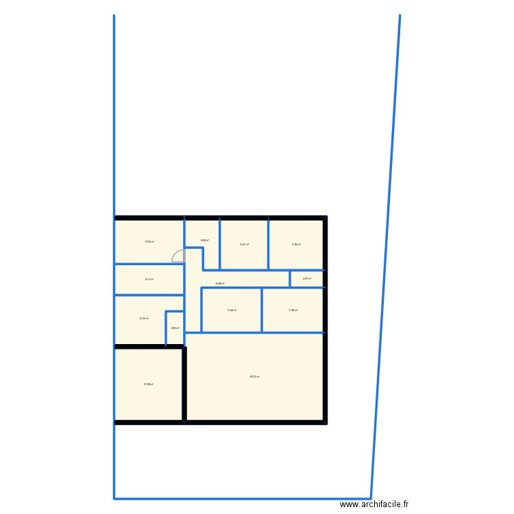 plan numero 2. Plan de 13 pièces et 178 m2