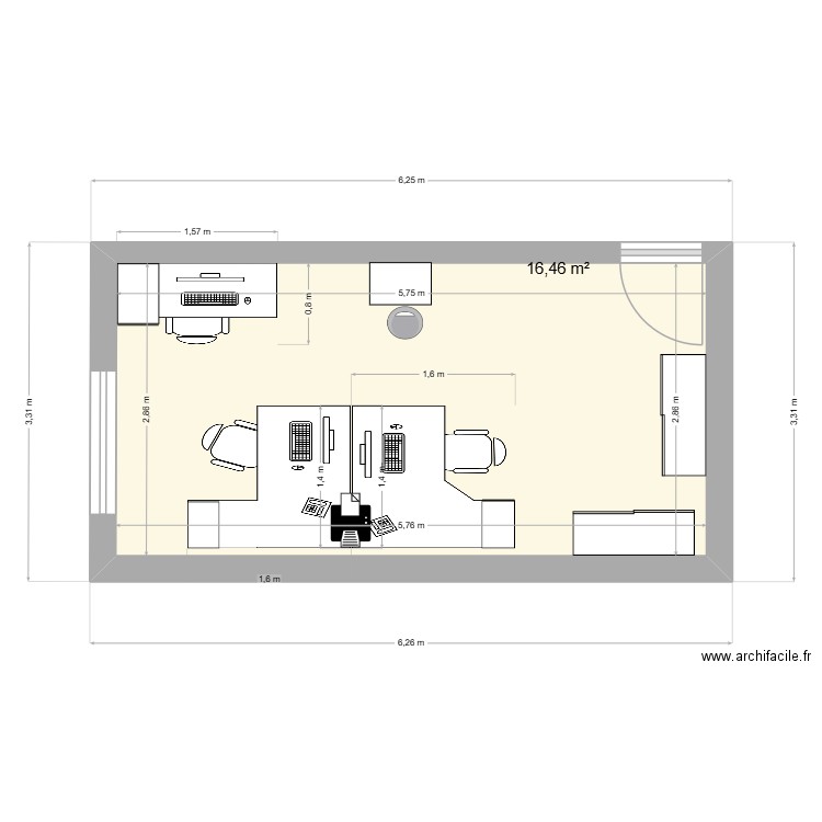 bureau logistique 2. Plan de 1 pièce et 16 m2