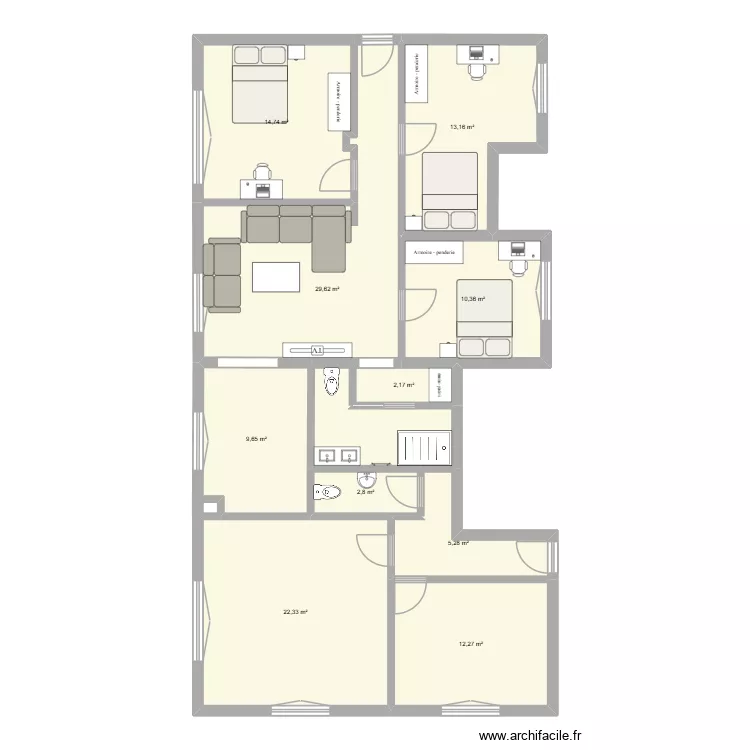 Coloc 2. Plan de 10 Pièces et 122 m² Coloc 2. Plan de 10 Pièces et 122 m²