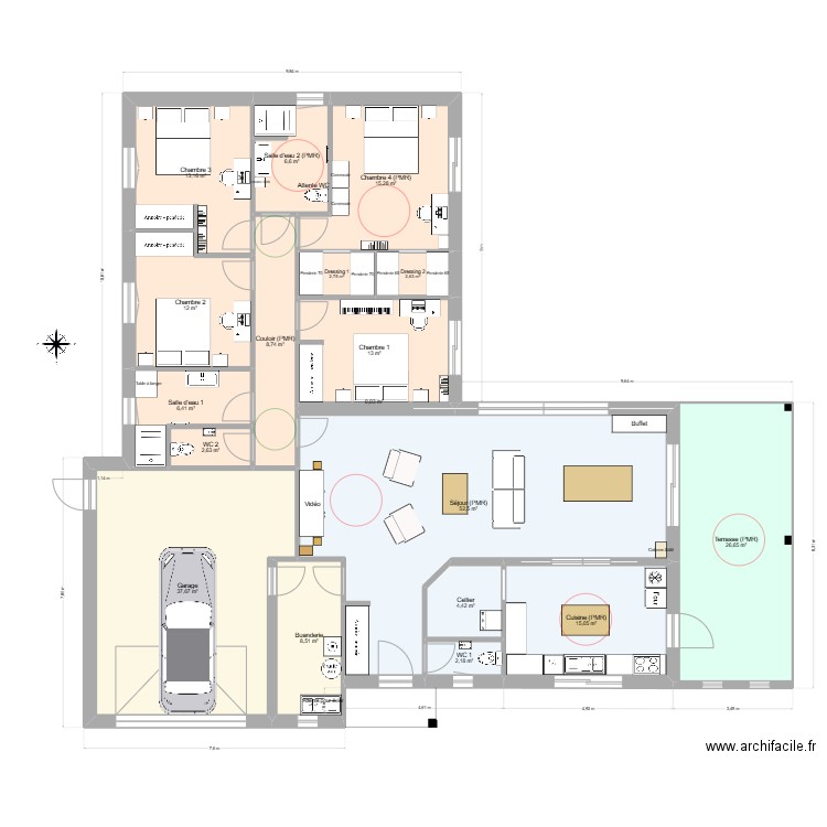 Gorisse PP6. Plan de 18 pièces et 230 m2
