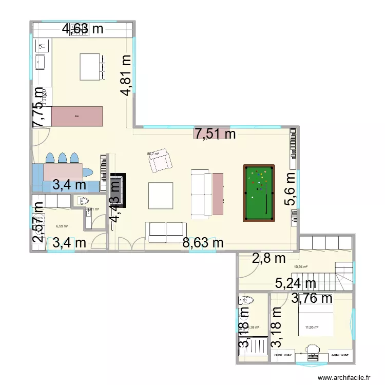 plan Touquet Emilie. Plan de 6  et 116 m²