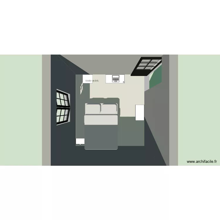chambre. Plan de 1 Pièce et 12 m²
