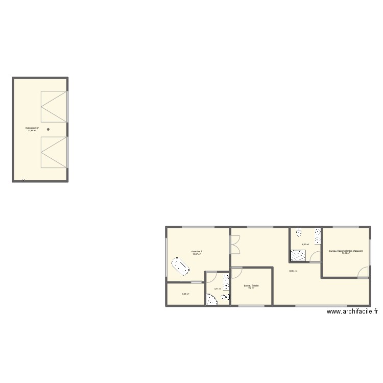 Bleau 1er. Plan de 8 pièces et 125 m2