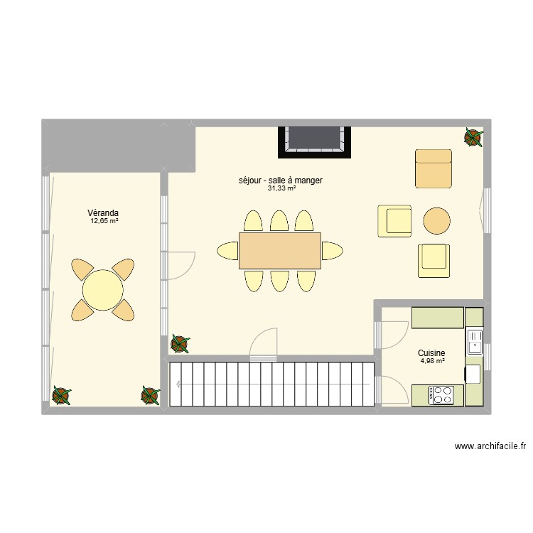 1er Maflot. Plan de 6 pièces et 56 m2