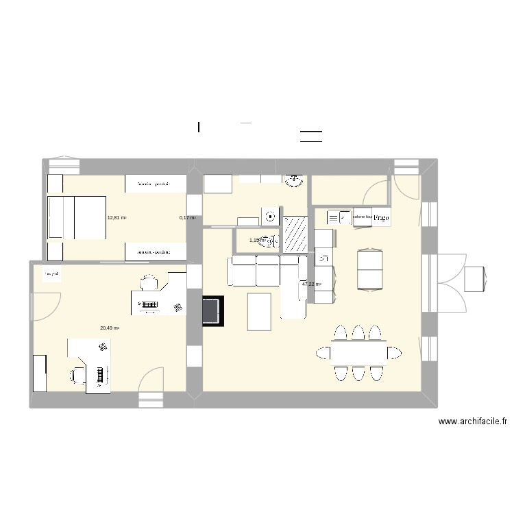 130. Plan de 5 pièces et 84 m2