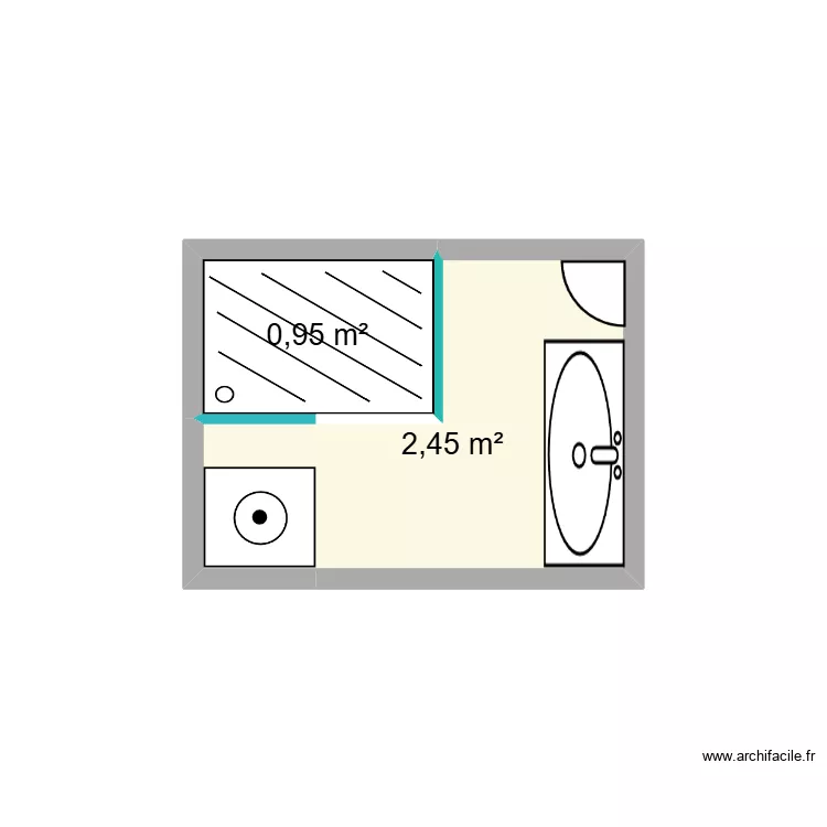 SdB. Plan de 2  et 3 m²