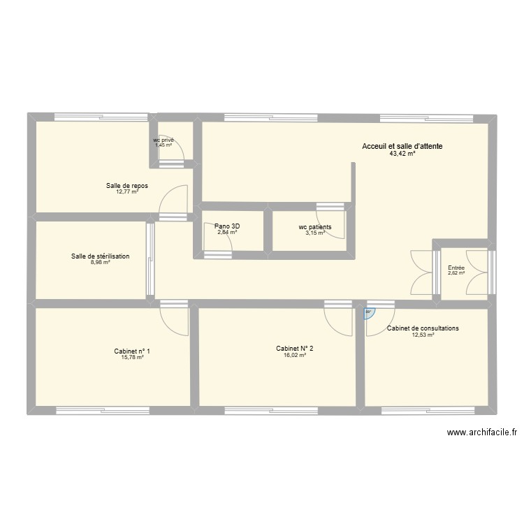 Plan cabinet transformé en studios. Plan de 10 pièces et 119 m2