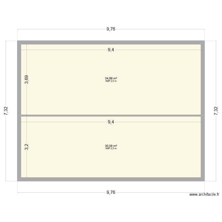 Teavaaki. Plan de 2 pièces et 65 m2