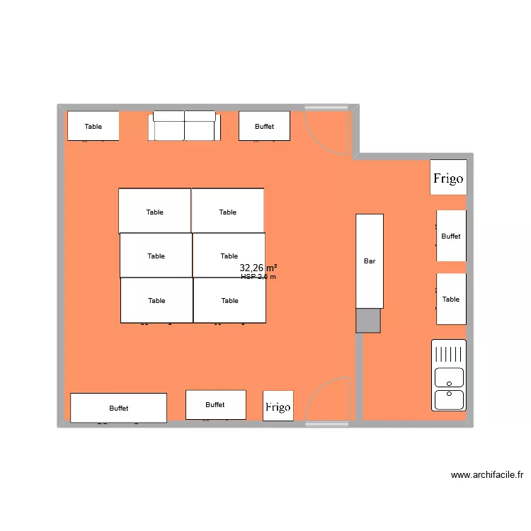 Plan actuel cuisine. Plan de 1  et 32 m²