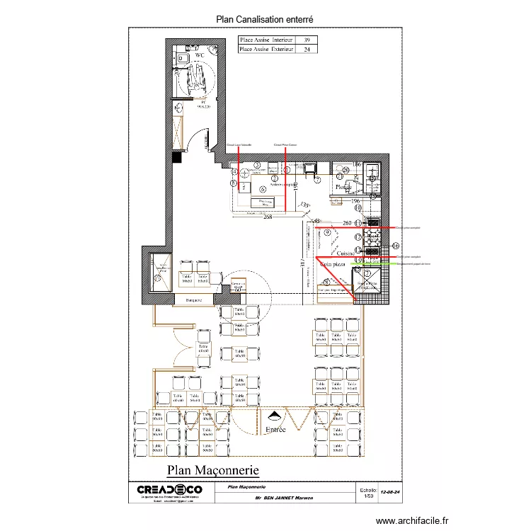 Plan canalisation enterr&eacute; Vucciria. Plan de 