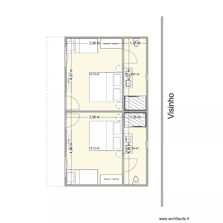 Maison brazil. Plan de 4  et 41 m²