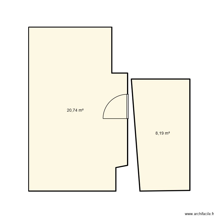 cabinet. Plan de 2 pièces et 29 m2