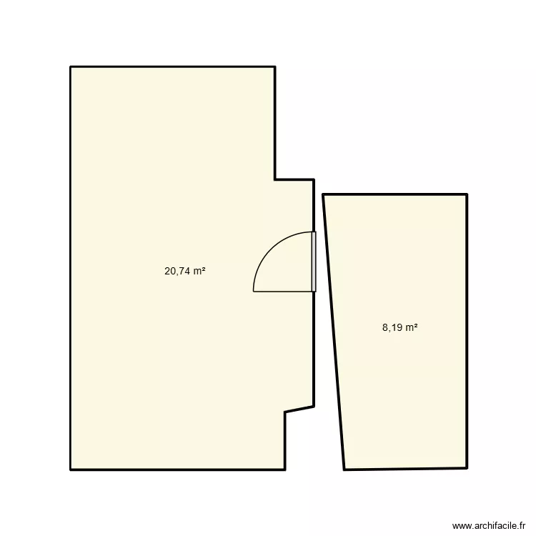 cabinet. Plan de 2 pièces et 29 m²