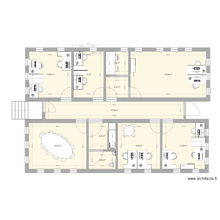 bcm_3. Plan de 11 pièces et 129 m2
