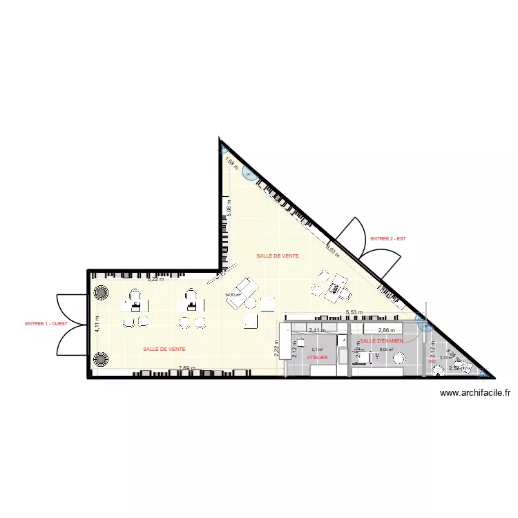 plan local triangle 70m². Plan de 4 et 69 m² plan local triangle 70m². Plan de 4 et 69 m²