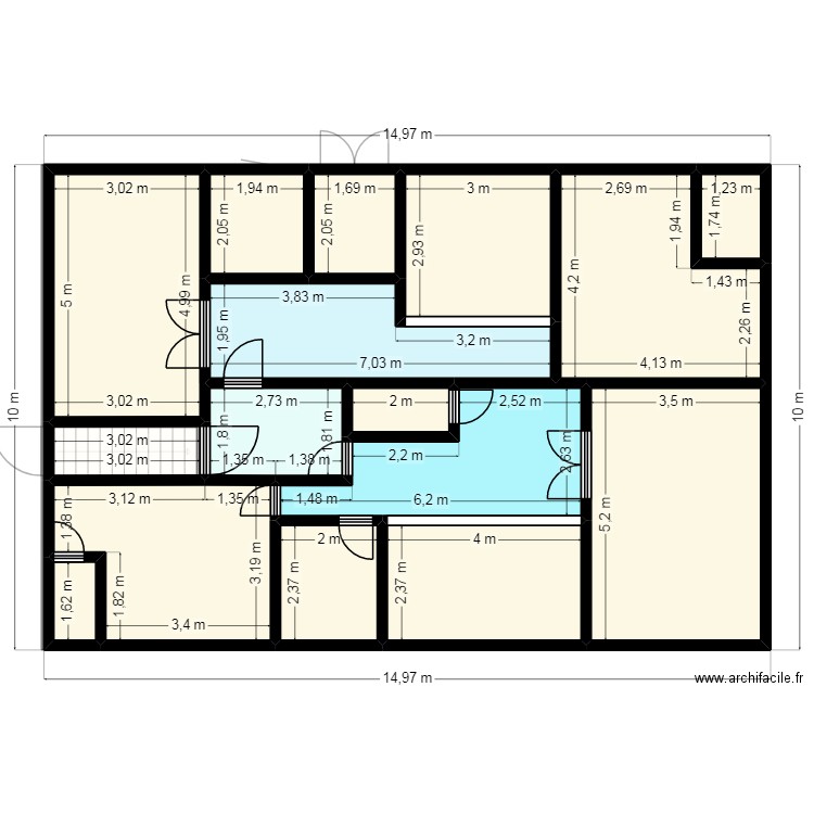 Plan 15X10 Client 36 38 28 83. Plan de 13 pièces et 126 m2