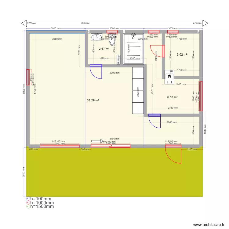 Баня 3 модуля Тверь. Plan de 