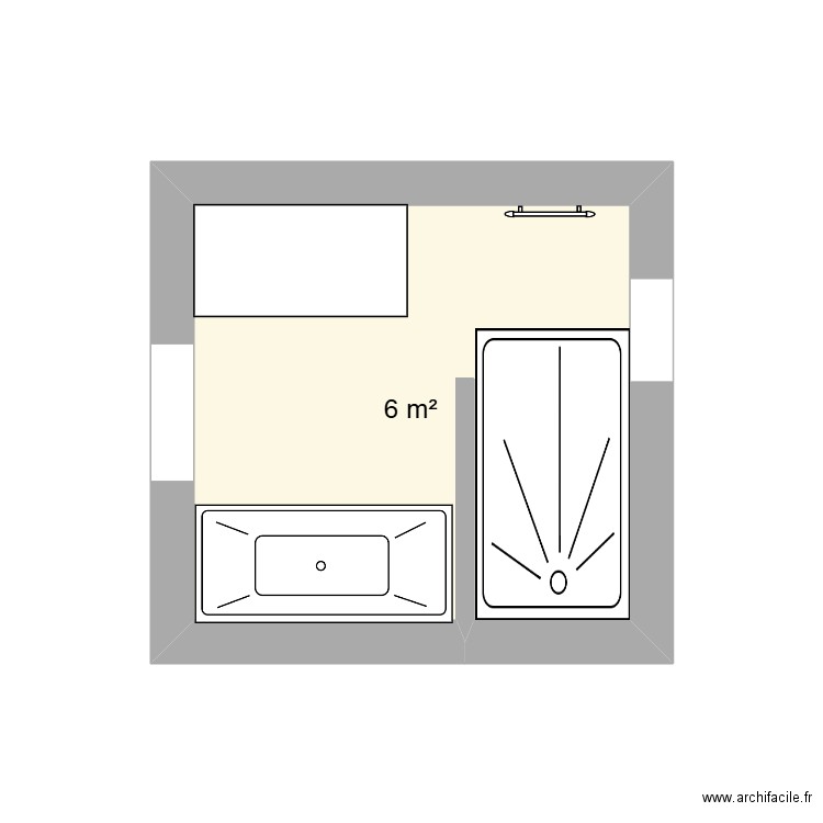 SDB. Plan de 1 pièce et 6 m2