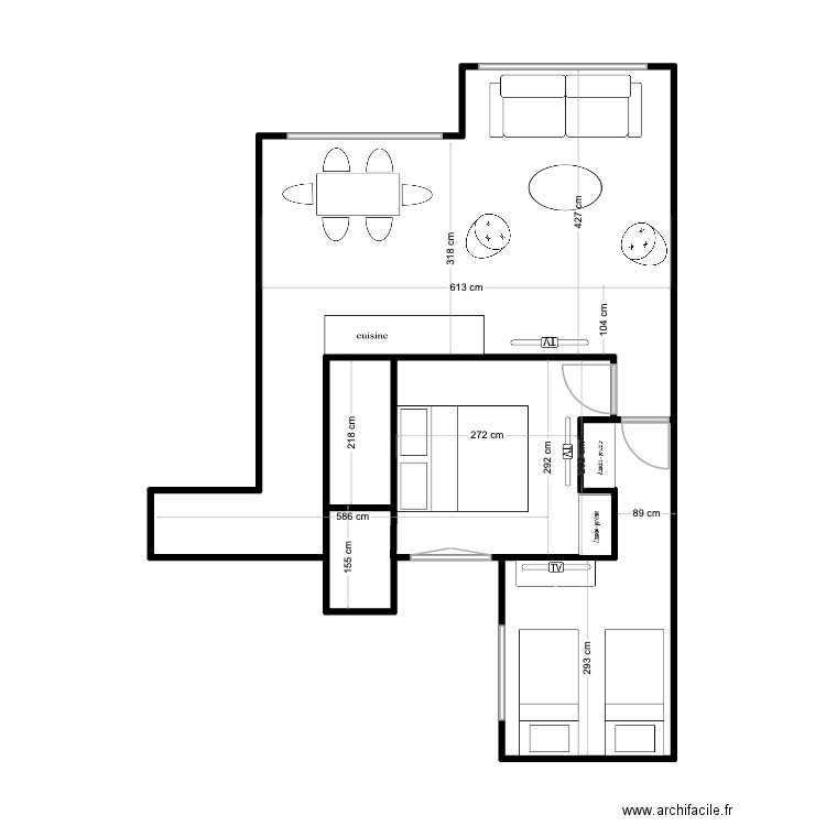 16halles. Plan de 3 pièces et 40 m2