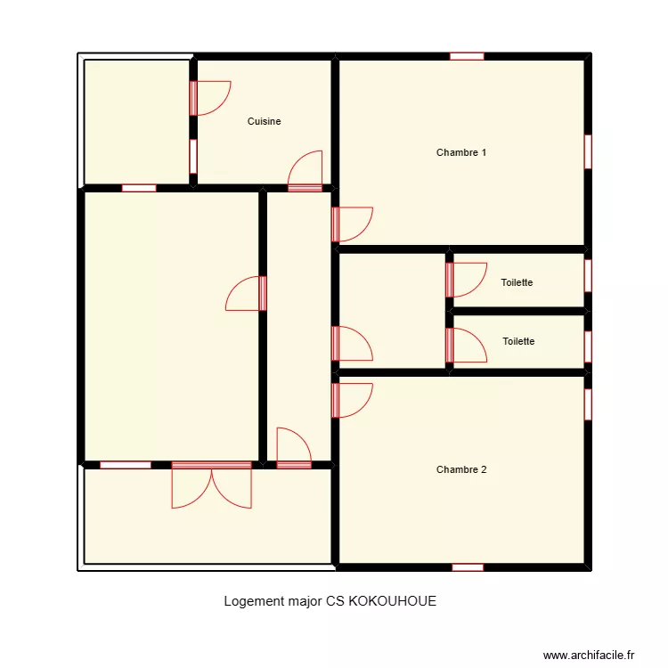 Vue en plan logement major KONOUHOUE. Plan de 
