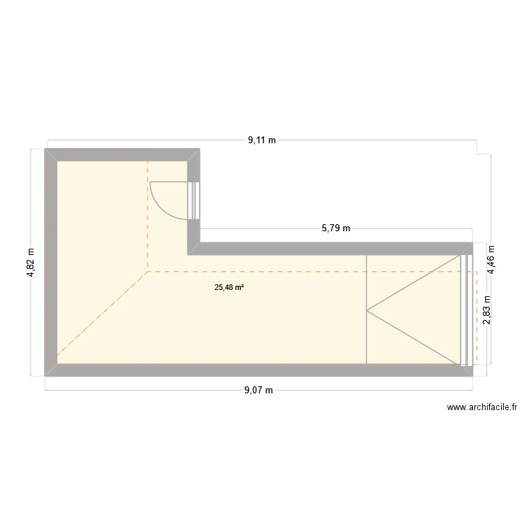 PLAN DEPENDANCE. Plan de 1 pièce et 25 m2