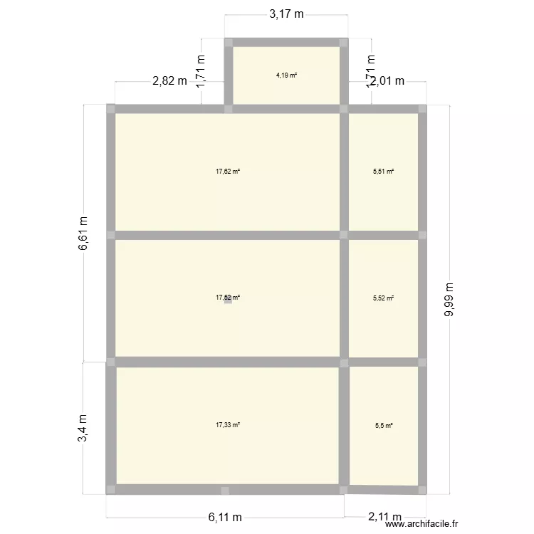 fondation extention. Plan de 7  et 73 m²