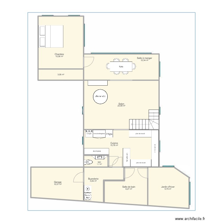 KIM - RDC. Plan de 10 pièces et 106 m2