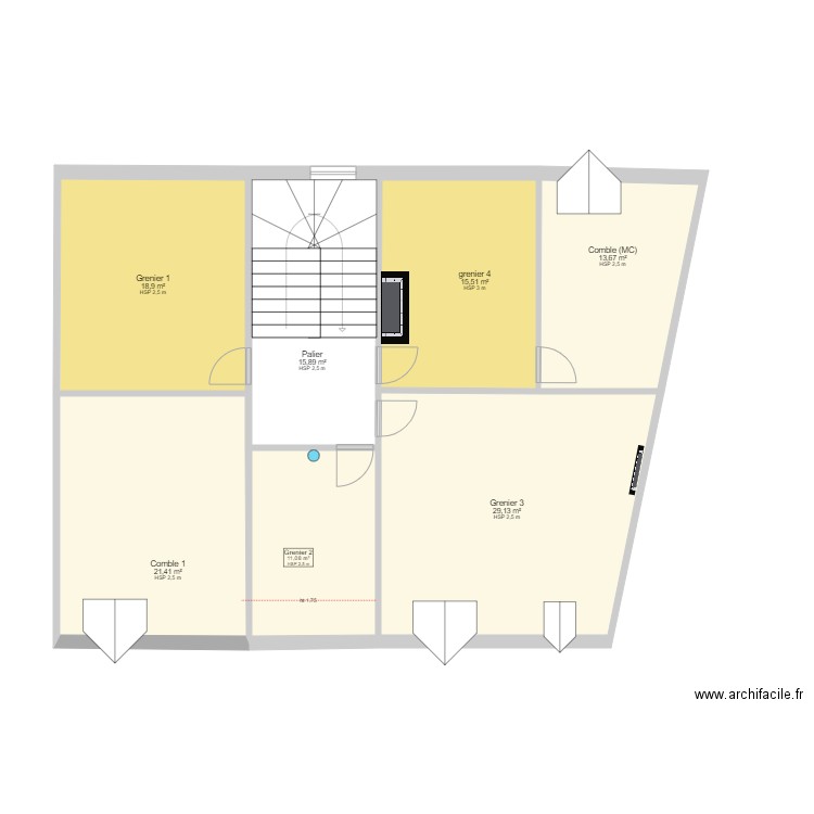 Comble Princ Full vFides. Plan de 7 pièces et 126 m2